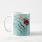 Mug Musique de flûte Note Hart Bleu Bois Fleurs (Gauche)