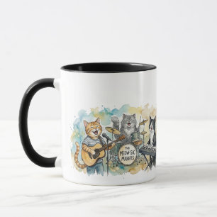 Mug Musique de groupe de chat amusant Piano Batterie C