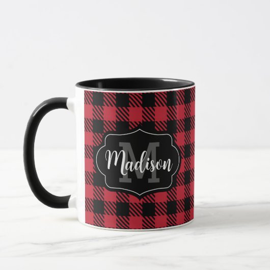 Mug Musique de Monogramme à deux tons rouge noir (Gauche)