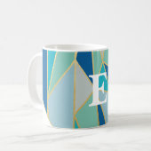 Mug Musique de monogramme géométrique Seaglass (Devant gauche)