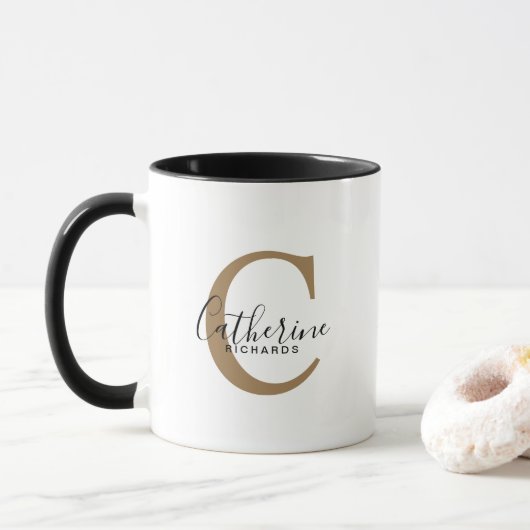 Mug Musique de Monogramme Or Personnalisé Moderne (Avec donut)