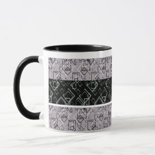 Mug Musique de motif rétro noir et gris