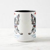Mug Musique de neige de Noël de Boston Terrier (Centre)