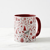 Mug Musique de Noël blanc rouge (Devant droit)