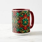Mug Musique de Noël Rouge Vert (Devant droit)