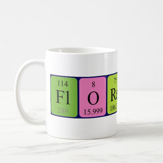 Mug Musique de nom de table périodique florentine (Gauche)