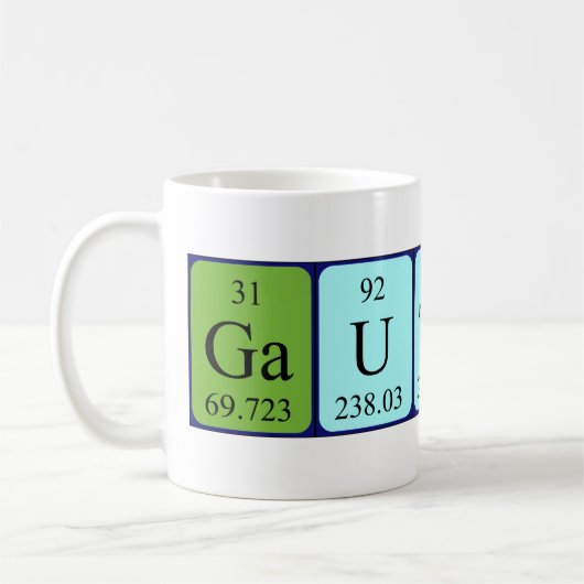 Mug Musique de nom de table périodique Gauthier (Gauche)