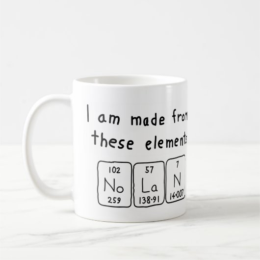 Mug Musique de nom de table périodique Nolan (Gauche)