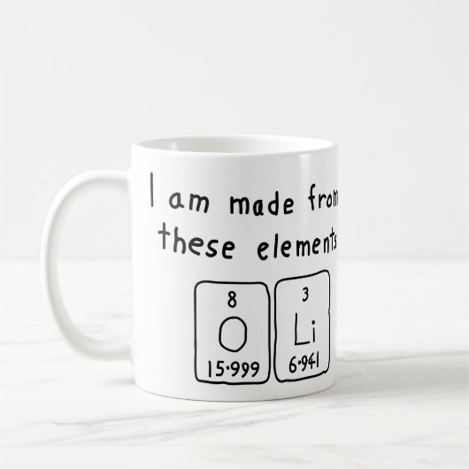 Mug Musique de nom de table périodique Oli (Gauche)