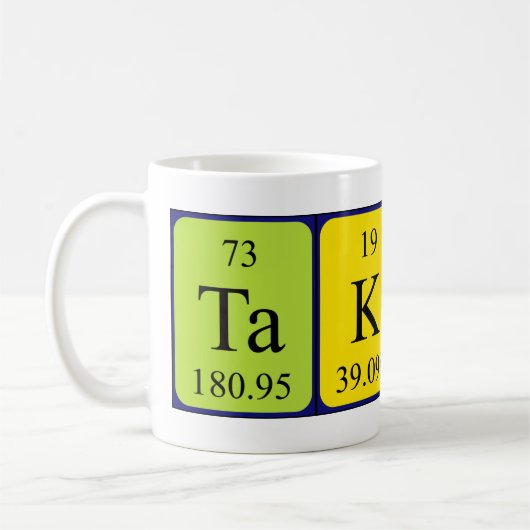 Mug Musique de nom de table périodique Takeru (Gauche)