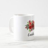Mug Musique de nom des Roses d'aquarelle personnalisée (Devant gauche)