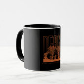 Mug Musique de paix futuriste orange noire (Devant gauche)
