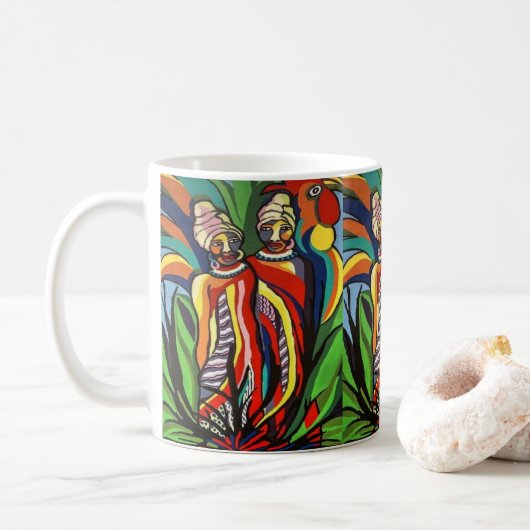 Mug Musique de perroquets pour femmes africaines (Avec donut)