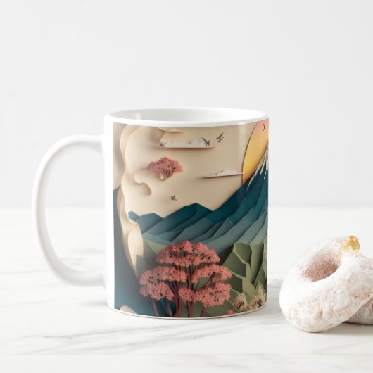 Mug Musique de style papier 3D au Japon (Avec donut)