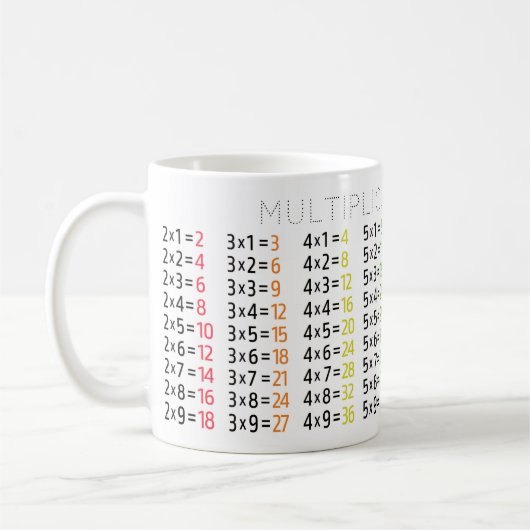 Mug Musique de table de multiplication (Gauche)