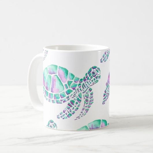 Mug Musique de tortue rose et Turquoise (Devant gauche)