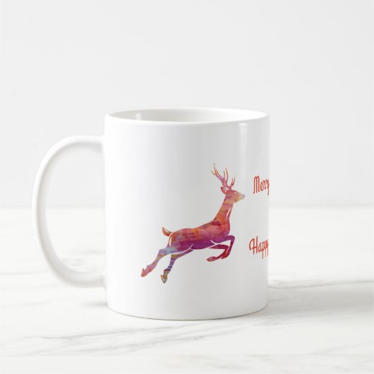 Mug Musique de vacances personnalisée de rennes roses (Gauche)