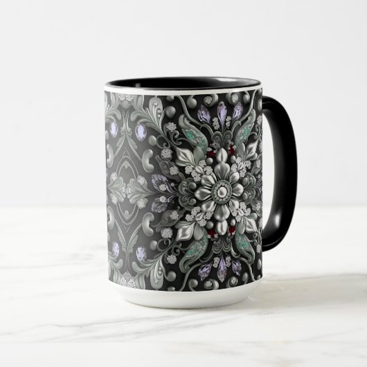 Mug Musique décorative violette argentée (Devant droit)