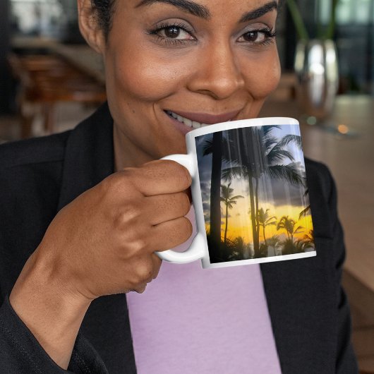 Mug Musique d'impression à coucher de soleil tropical