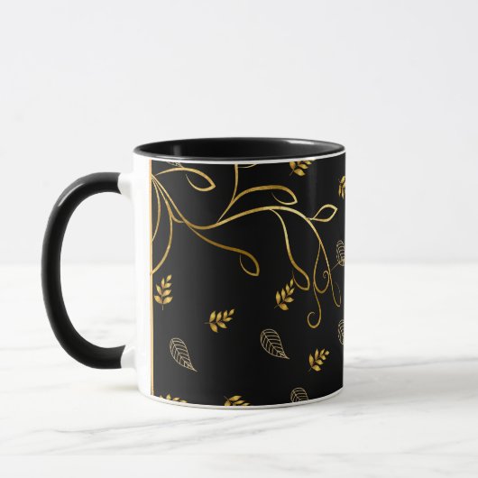 Mug Musique d'impression à feuilles noires et or (Gauche)