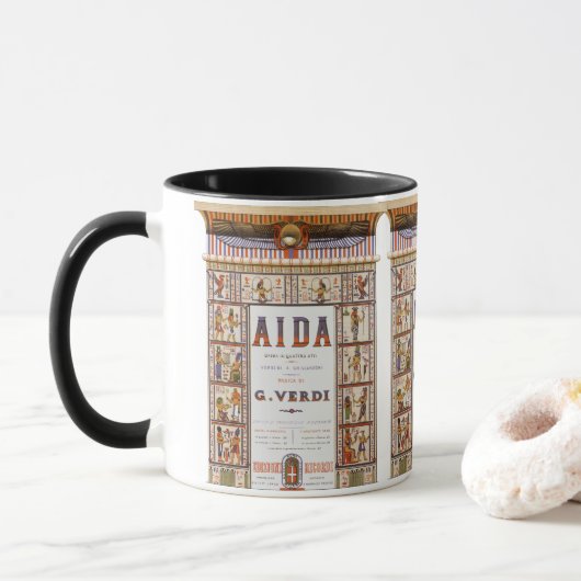 Mug Musique d'opéra vintage, Aïda égyptienne de Verdi (Avec donut)