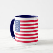 Mug Musique drapeau américain avec poignée bleue (Devant gauche)