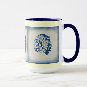 Mug Musique en chef indien américain Blue Silhouette