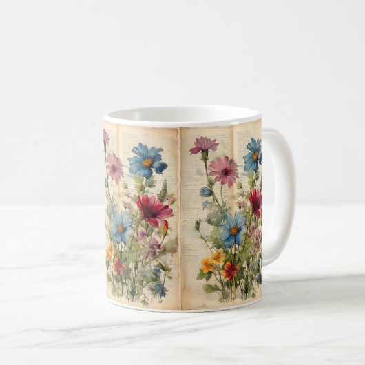 Mug Musique Fleur sauvage violet et bleu (Devant droit)