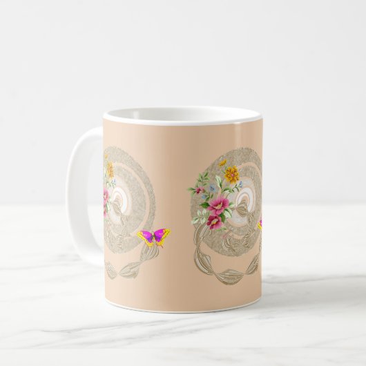 Mug Musique florale beige (Devant gauche)
