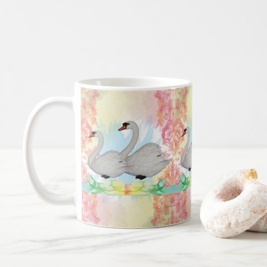 Mug Musique florale de cygne (Avec donut)