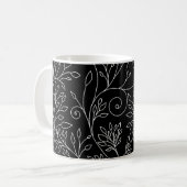 Mug Musique florale noire et blanche (Devant gauche)