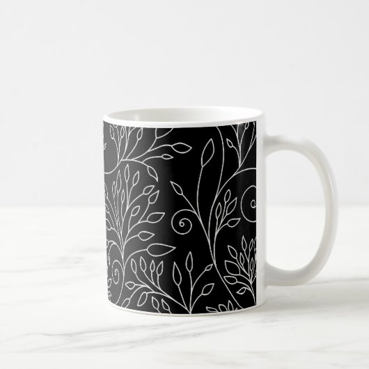 Mug Musique florale noire et blanche (Droite)