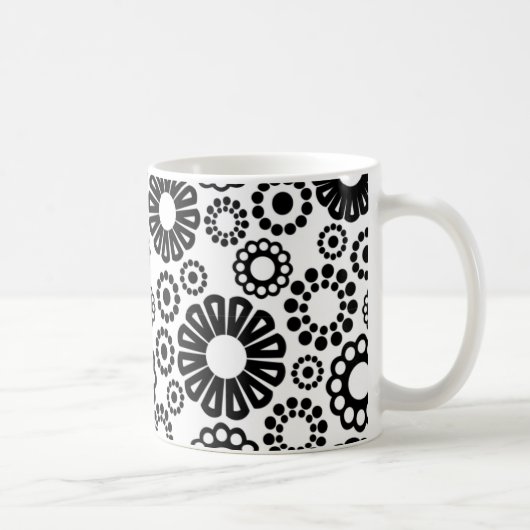Mug Musique florale noire et blanche (Droite)