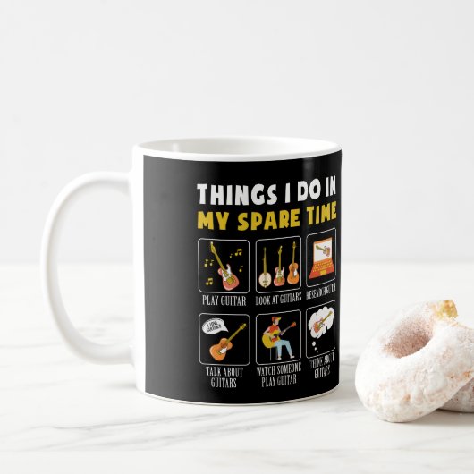 Mug Musique Guitare Aime Les Choses Que Je Fais Dans M (Avec donut)