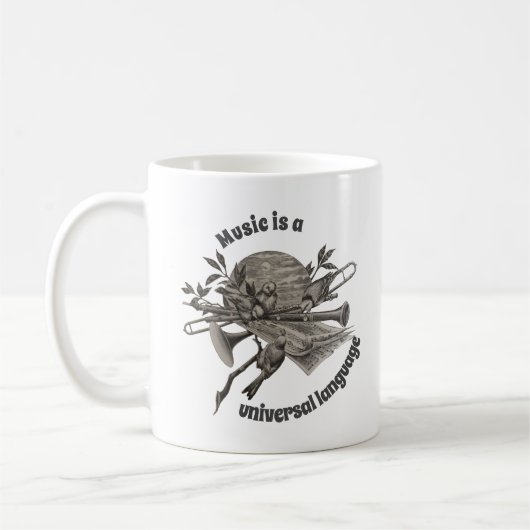 Mug Musique Lover Vintage Etching Instruments de musiq (Gauche)