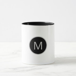 Mug Musique minimaliste gris noir rond Monogramme