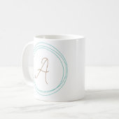 Mug Musique Monogramme en Turquoise/Or (Devant gauche)