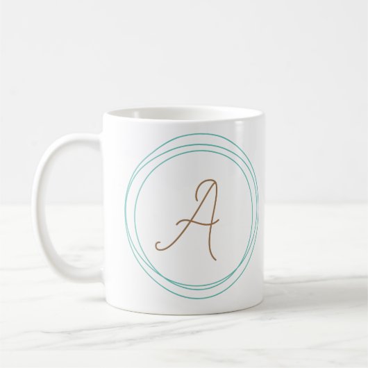 Mug Musique Monogramme en Turquoise/Or (Gauche)
