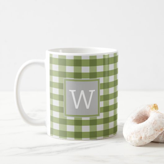 Mug Musique Monogramme Plaid Buffalo Vert (Avec donut)