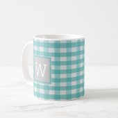 Mug Musique Monogramme turquoise Plaid Buffalo (Devant gauche)