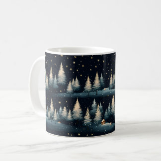 Mug Musique nocturne de la forêt d'hiver étoilée