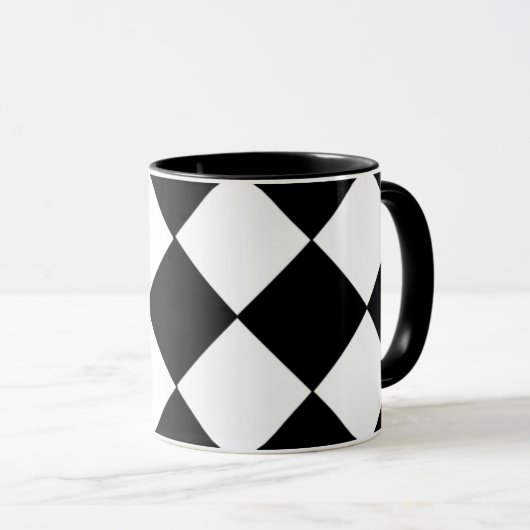 Mug Musique noire et blanche À damiers (Devant droit)