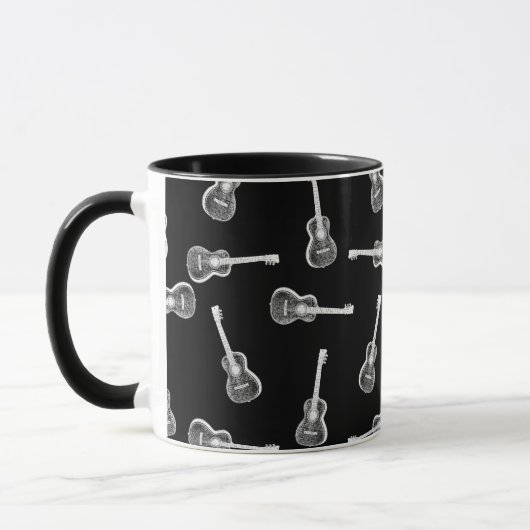 Mug Musique noire et blanche de conception de guitares (Gauche)