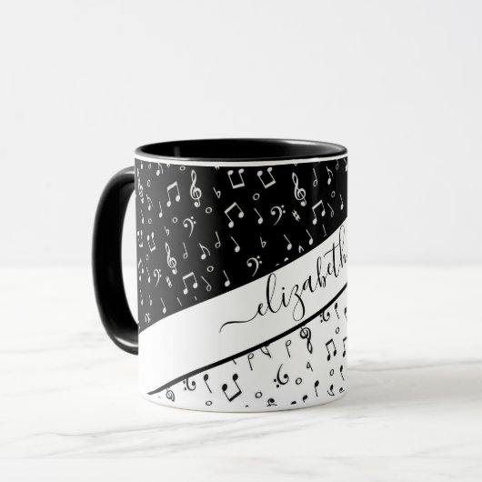 Mug Musique noire et blanche personnalisée (Devant gauche)