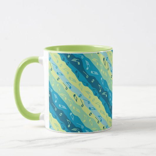 Mug Musique Note Grandes Vert Et Bleu (Gauche)