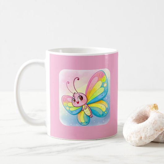 Mug Musique papillon arc-en-ciel (Avec donut)