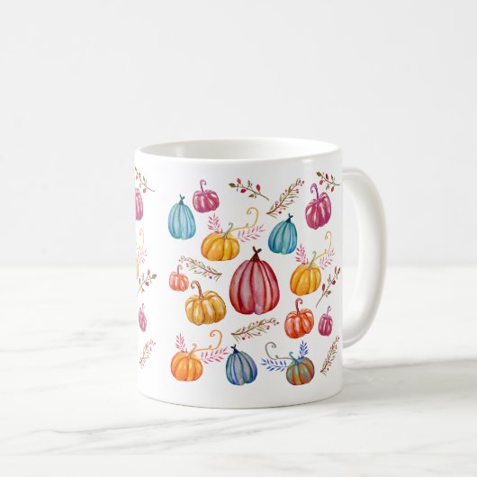 Mug Musique personnalisée d'aquarelle citrouille (Devant droit)