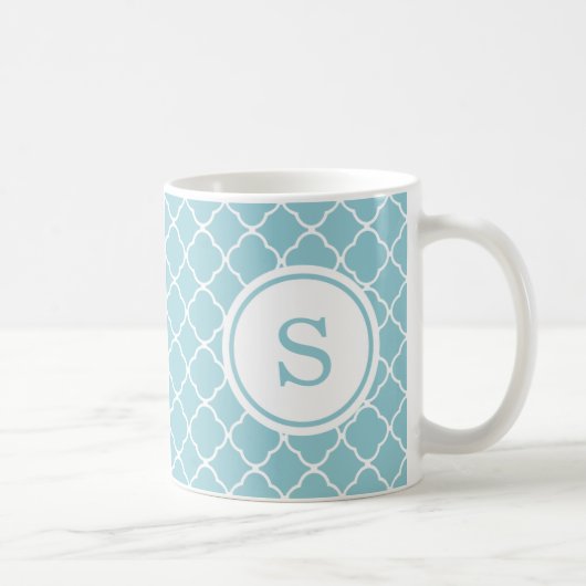 Mug Musique personnalisée Monogramme moderne - Bleu (Droite)