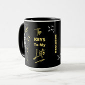 Mug Musique Piano Keyboard Players Amusants Notes musi (Devant gauche)