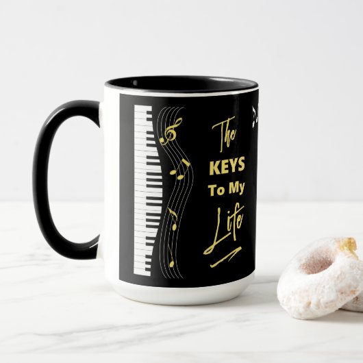 Mug Musique Piano Keyboard Players Amusants Notes musi (Avec donut)